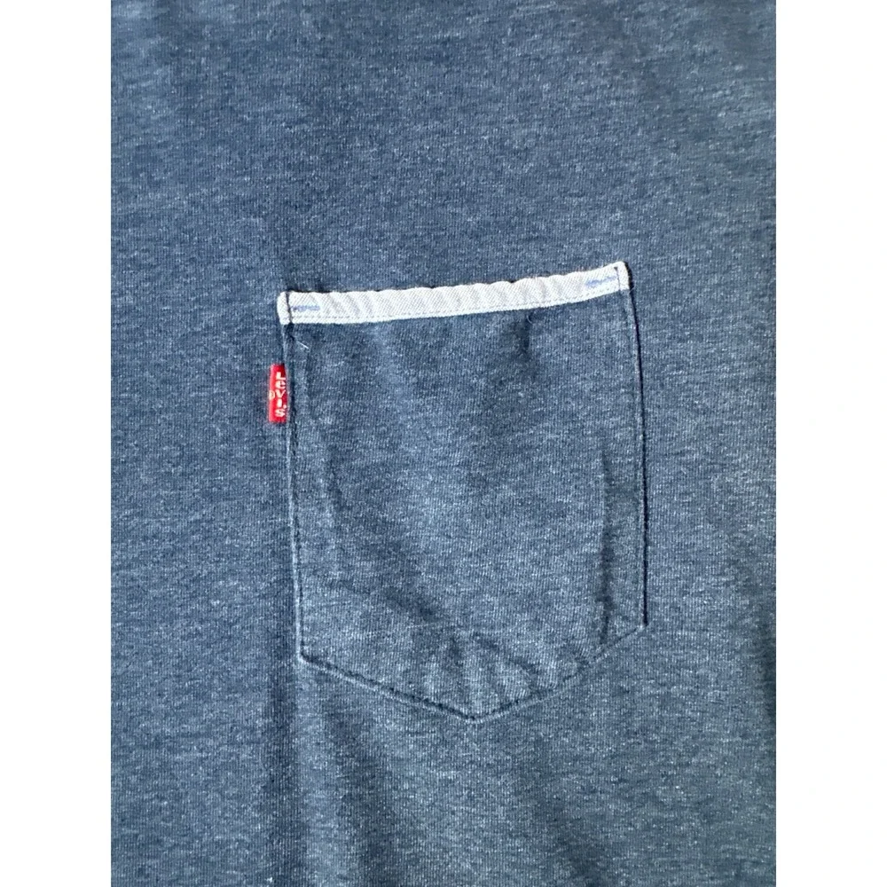 Levis Mens Small Navy Blue‎ Heather Pocket T-Shirt Short Sleeve Crew Neck Tee